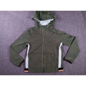 Russell Athletic Jacket Boys L Hooded Windbreaker Full Zip Green Mesh Dri-Power